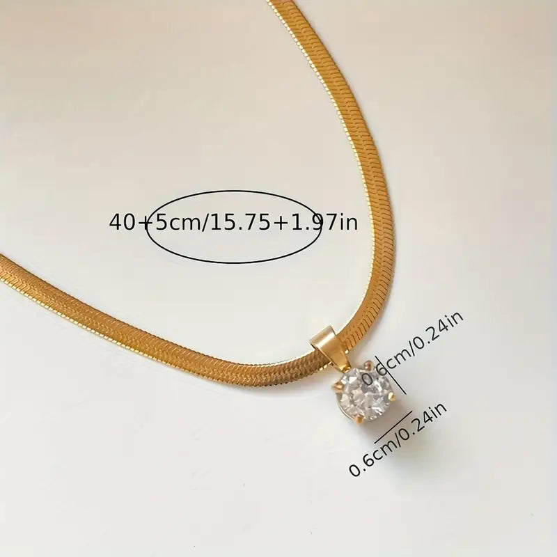 Aubrielle – Radiant Solitaire Gold Necklace