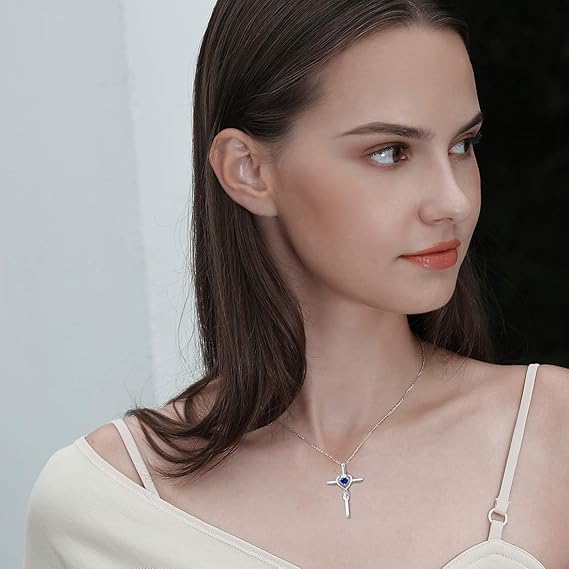 Mireya – Heart Cross White Gold Necklace