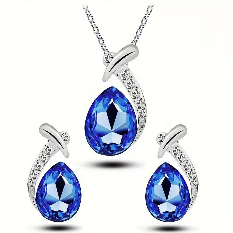 Marabeth – Teardrop White Gold Jewelry Set