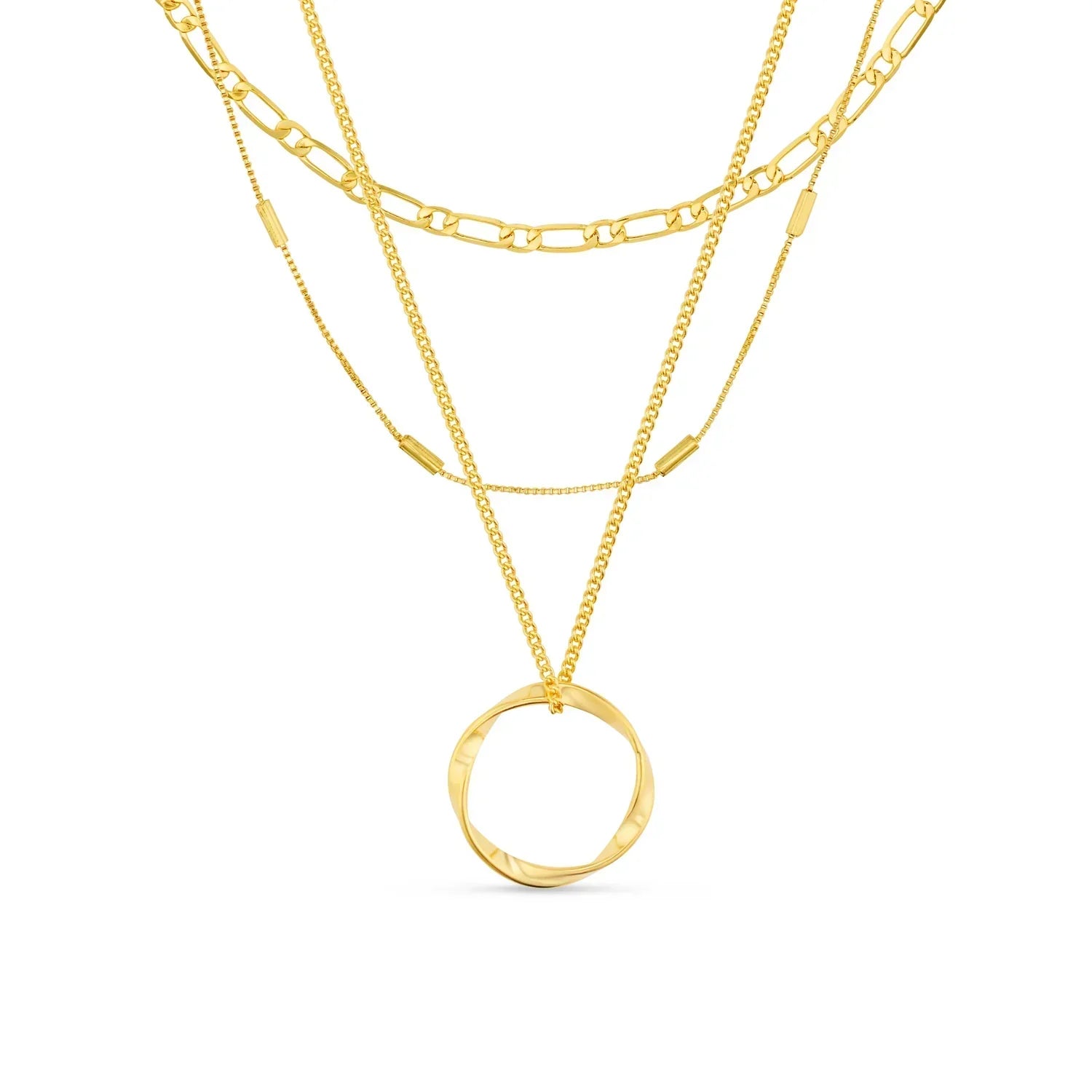 Celeste - Open Circle Three Row Necklace