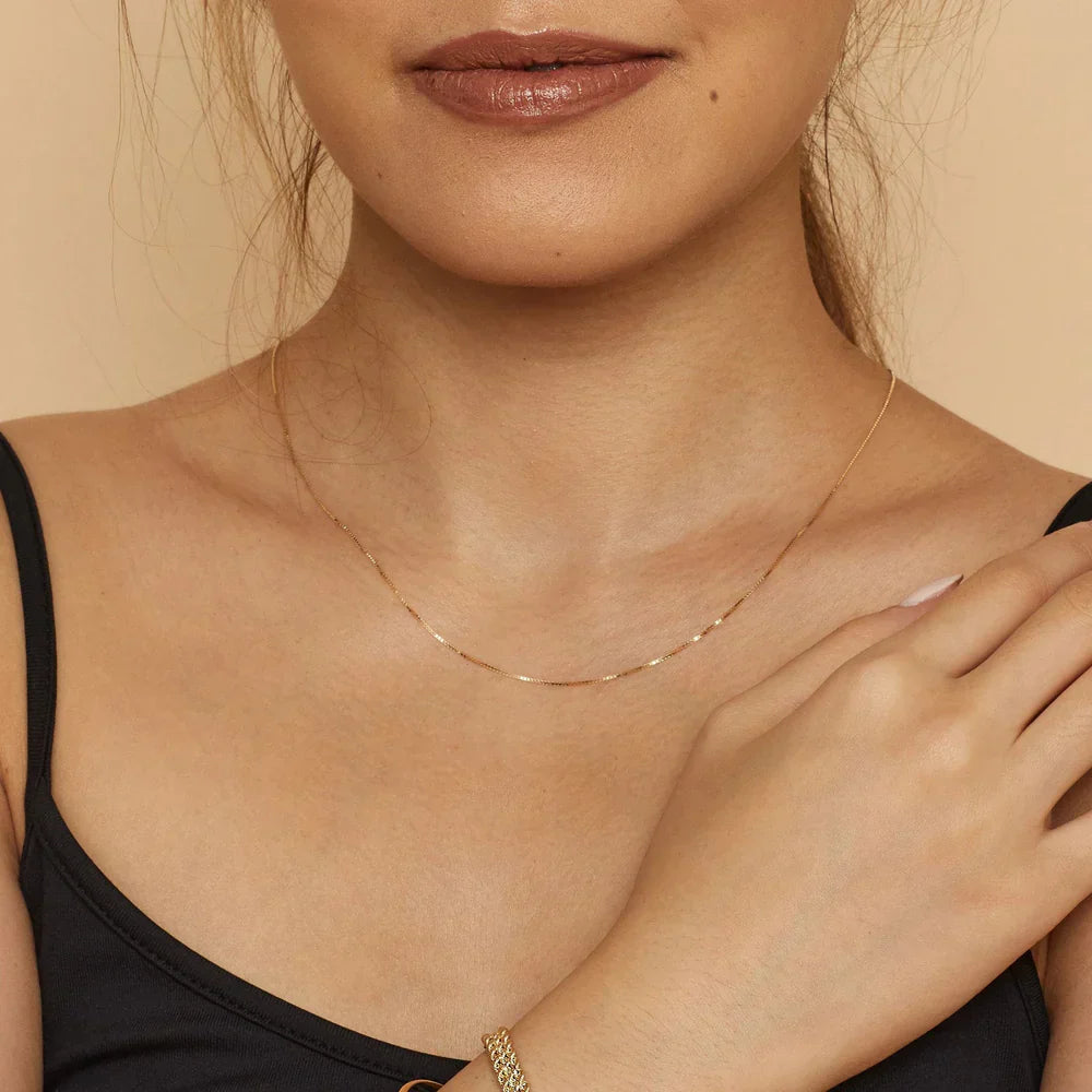 Lena – Box-Link Gold Necklace