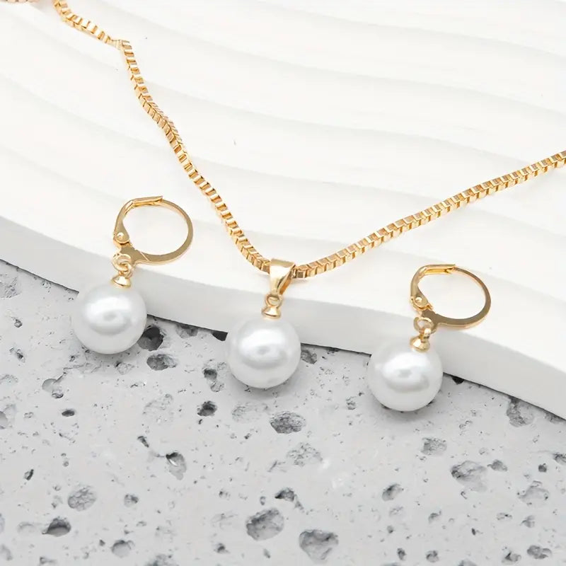 Marina – Pearled Drop Gold Jewelry Set