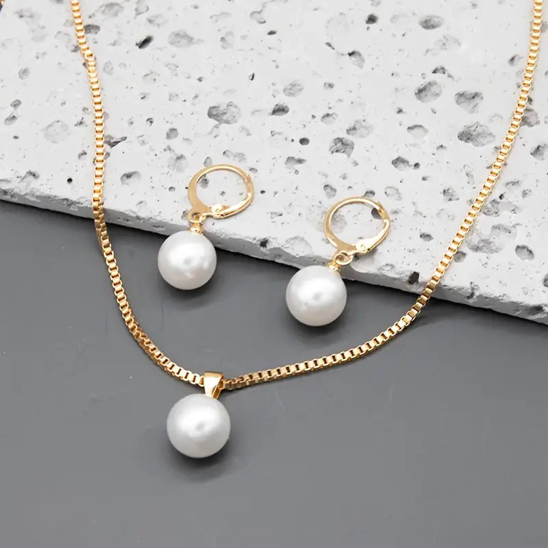 Marina – Pearled Drop Gold Jewelry Set