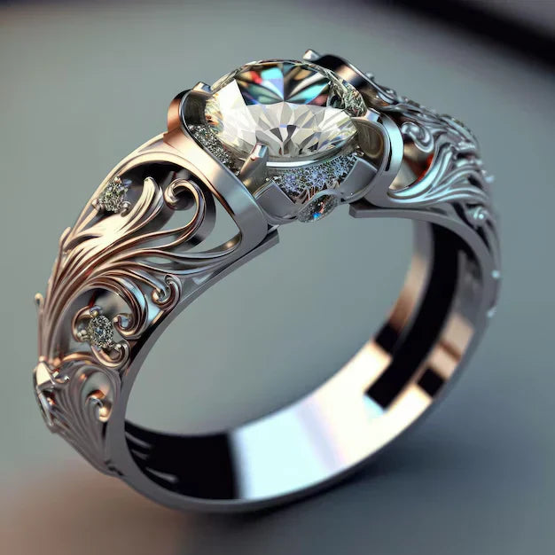 Elysara – Sculpted White Gold Ring